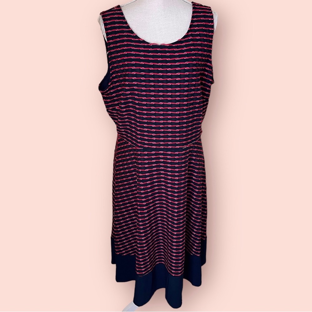 Gilli Navy Blue/Red Knit Sleeveless Fit and Flare Dress 3X
